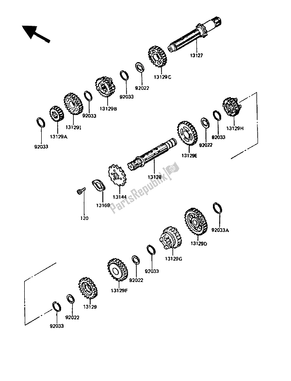 Tutte le parti per il Trasmissione del Kawasaki KMX 125 1990