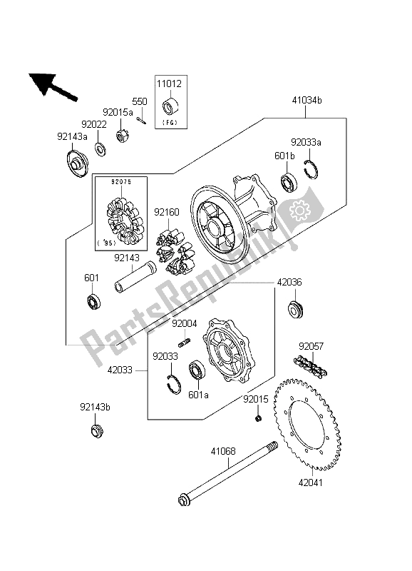 Todas las partes para Buje Trasero de Kawasaki KLR 650 1999