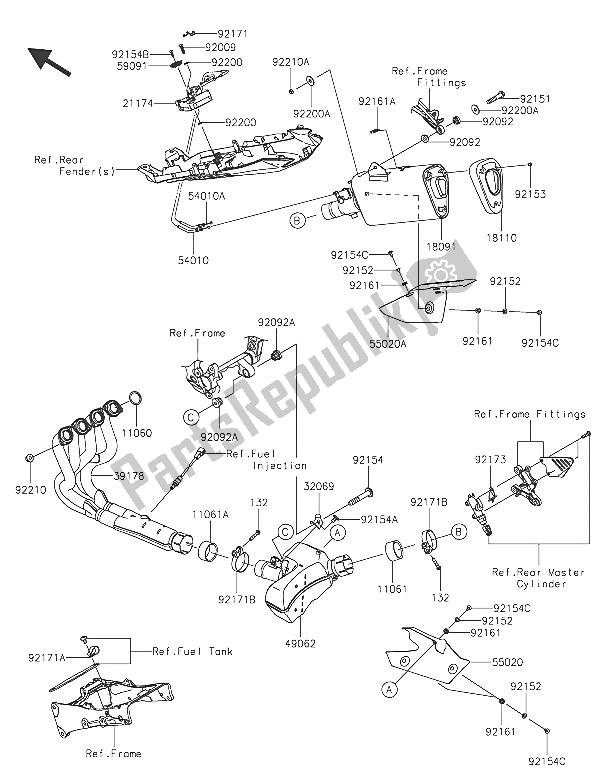 Toutes les pièces pour le Silencieux (s) du Kawasaki Ninja ZX 6R ABS 600 2016