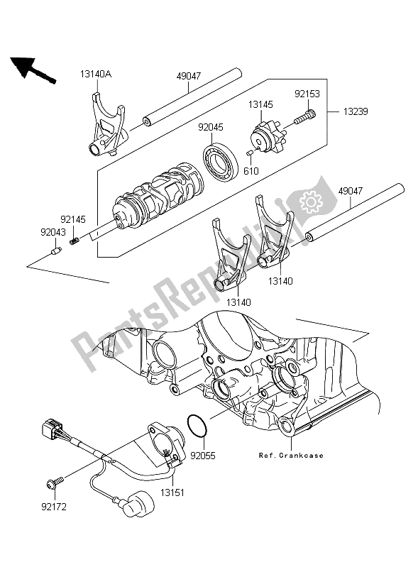 Toutes les pièces pour le Tambour De Changement De Vitesse Et Fourchette De Changement De Vitesse du Kawasaki 1400 GTR 2008