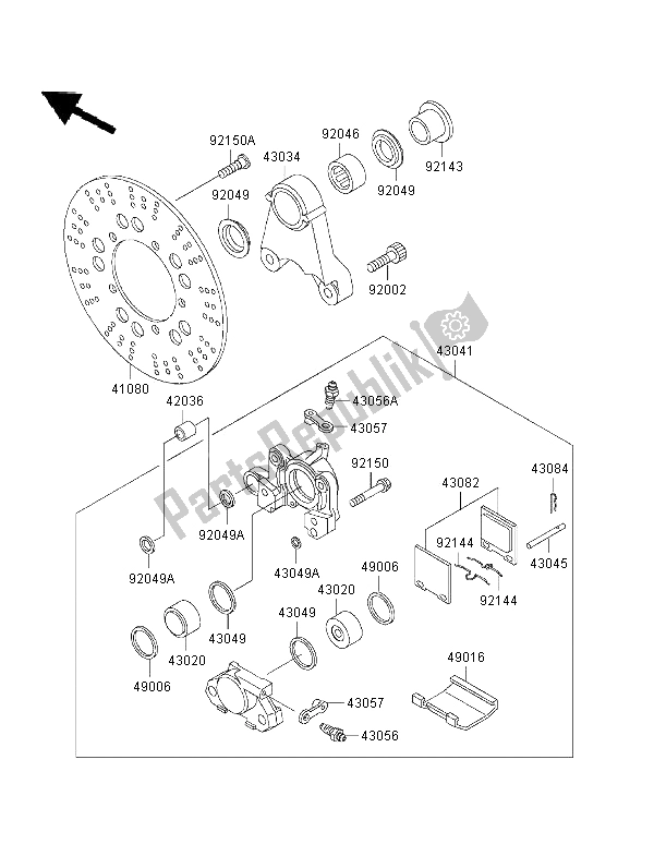 Toutes les pièces pour le Frein Arriere du Kawasaki ZRX 1100 1997