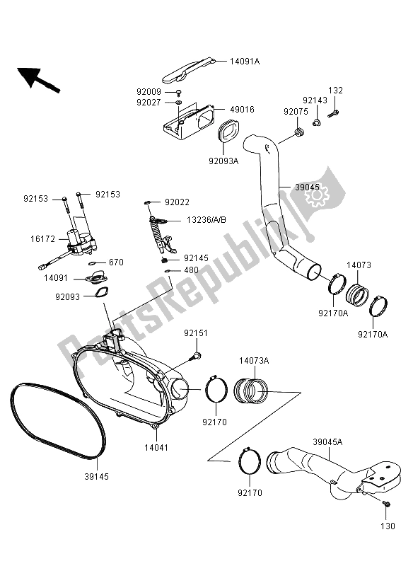 All parts for the Converter Cover of the Kawasaki KVF 360 4X4 2008