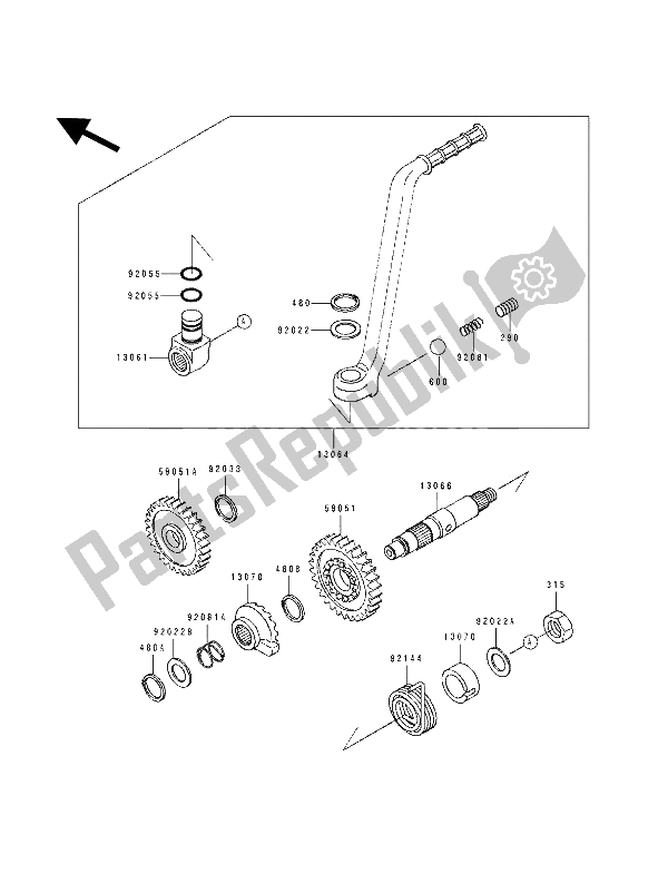 Todas las partes para Mecanismo De Arranque de Kawasaki KDX 250 1991