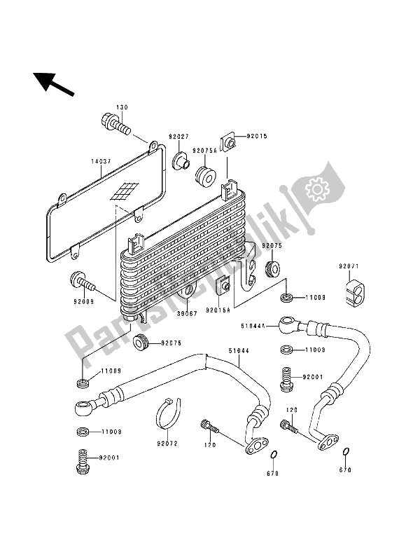 All parts for the Oil Cooler of the Kawasaki ZZ R 600 1994