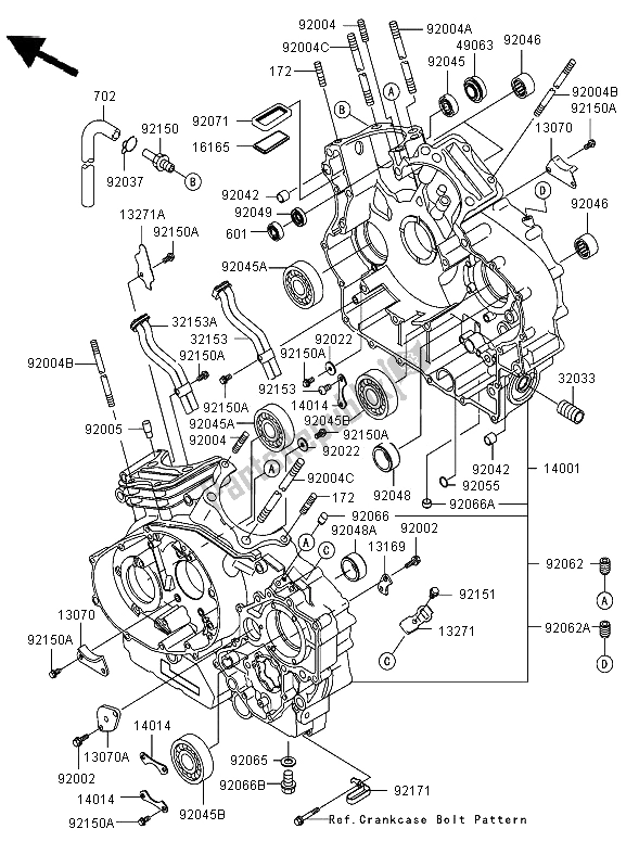 All parts for the Crankcase of the Kawasaki VN 1600 Classic 2006