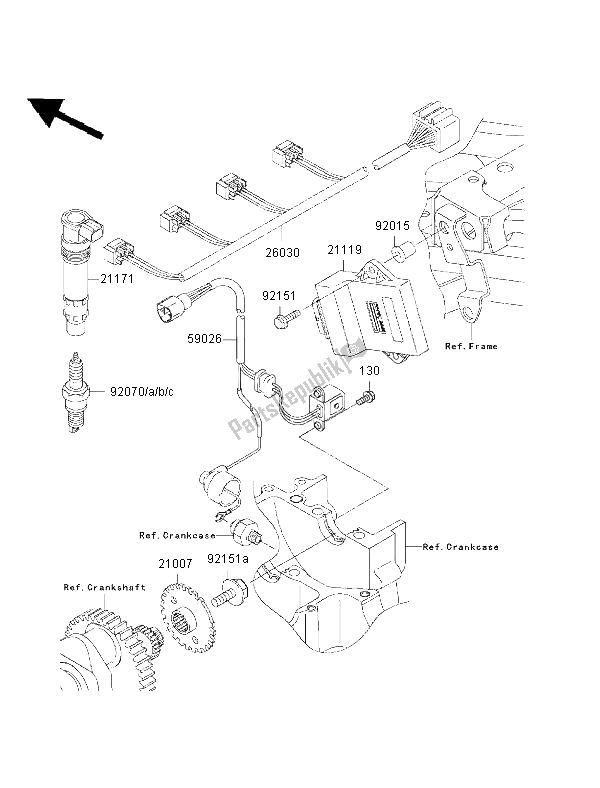 Todas as partes de Sistema De Ignição do Kawasaki Ninja ZX 9R 900 2002