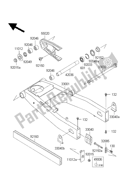 Tutte le parti per il Forcellone del Kawasaki ZZ R 600 2001