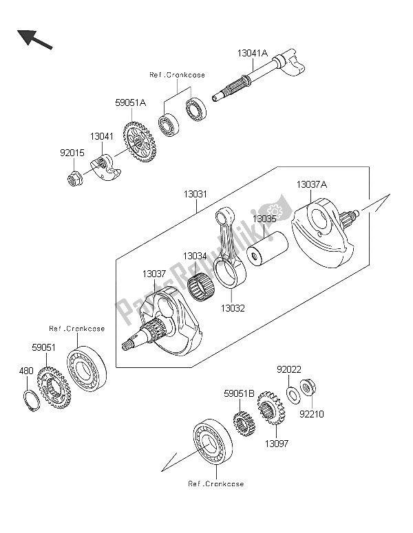 All parts for the Crankshaft of the Kawasaki KLX 450R 2016