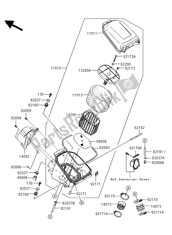 All parts for the Air Cleaner of the Kawasaki KVF 750 4X4 EPS 2013