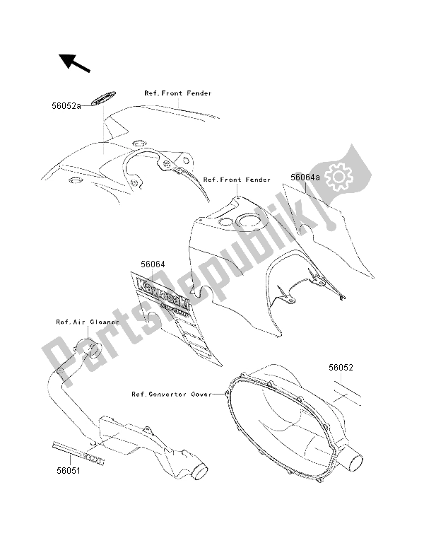 Alle onderdelen voor de Stickers (groen) (eu) van de Kawasaki KVF 300 2001