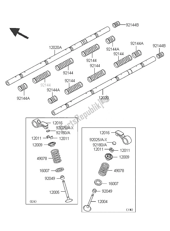 All parts for the Valve of the Kawasaki ZRX 1200R 2005