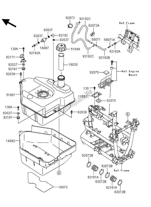 Toutes les pièces pour le Réservoir D'essence du Kawasaki KVF 750 4X4 EPS 2012