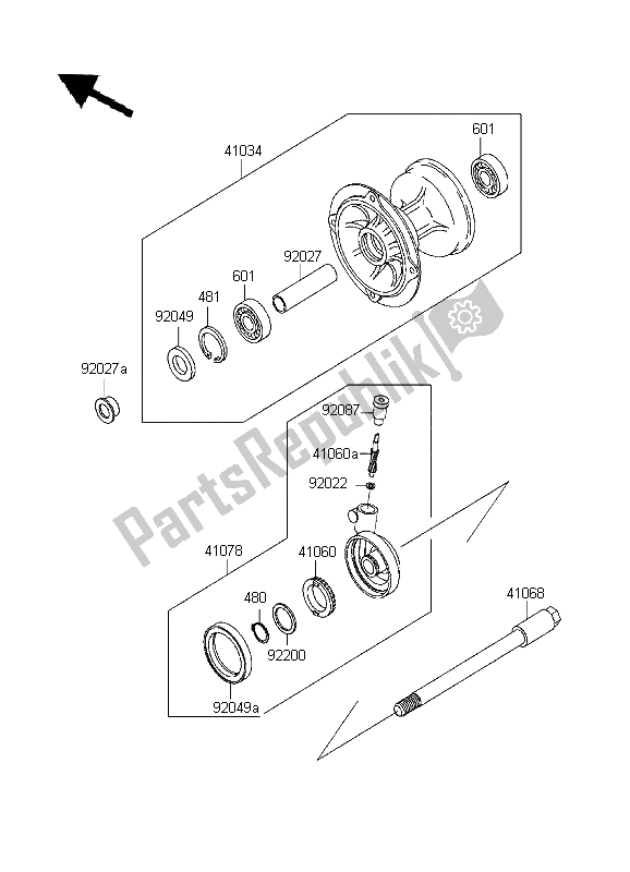 Todas las partes para Buje Delantero de Kawasaki KDX 200 1999