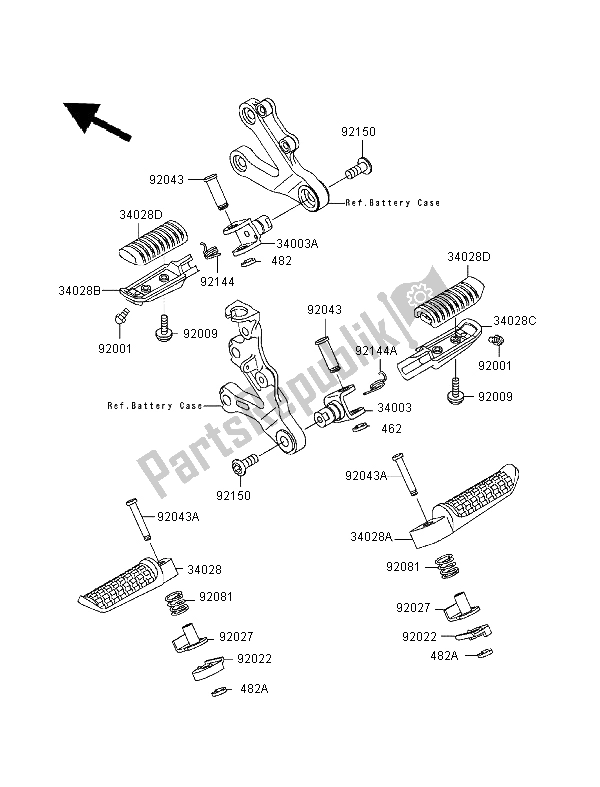 All parts for the Footrests of the Kawasaki Ninja ZX 9R 900 1999