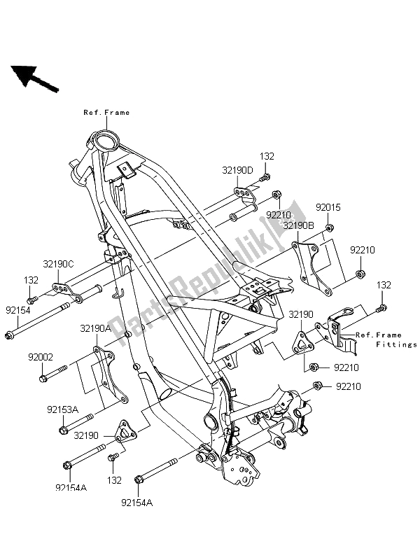 Tutte le parti per il Supporto Del Motore del Kawasaki D Tracker 125 2012