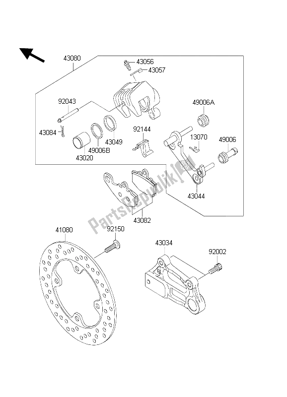 Tutte le parti per il Freno Posteriore del Kawasaki Ninja ZX 6 RR 600 2004 Tutte le parti per il Freno Posteriore del Kawasaki Ninja ZX 6 RR 600 2004