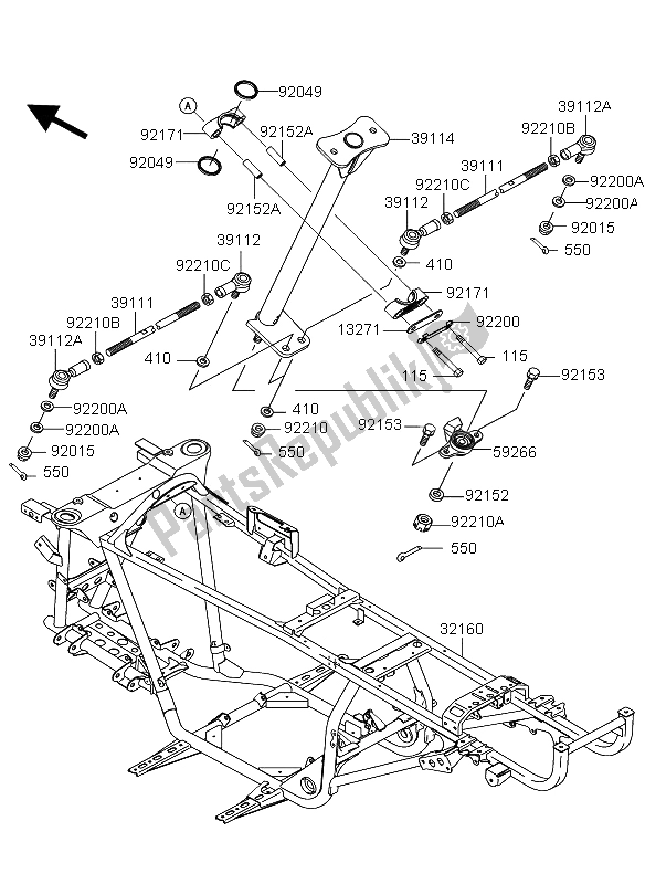 All parts for the Frame of the Kawasaki KVF 360 4X4 2006