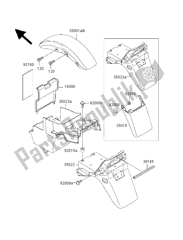 Toutes les pièces pour le Ailes du Kawasaki ZRX 1100 1999