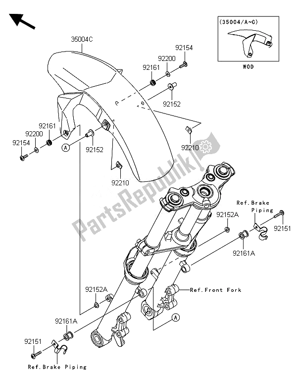 All parts for the Front Fender(s) of the Kawasaki ER 6F ABS 650 2014