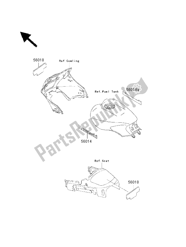 Toutes les pièces pour le Décalcomanies du Kawasaki 1000 GTR 2000