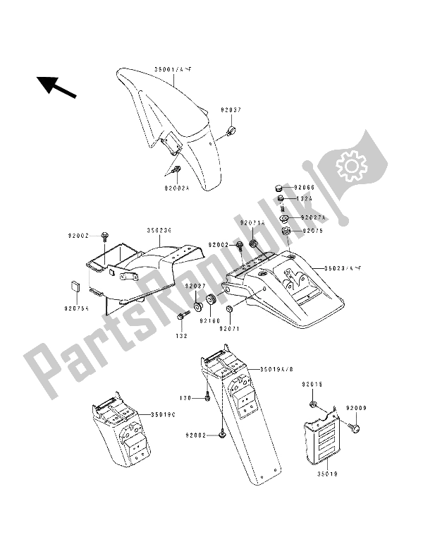 Tutte le parti per il Parabordi del Kawasaki KLE 500 1991