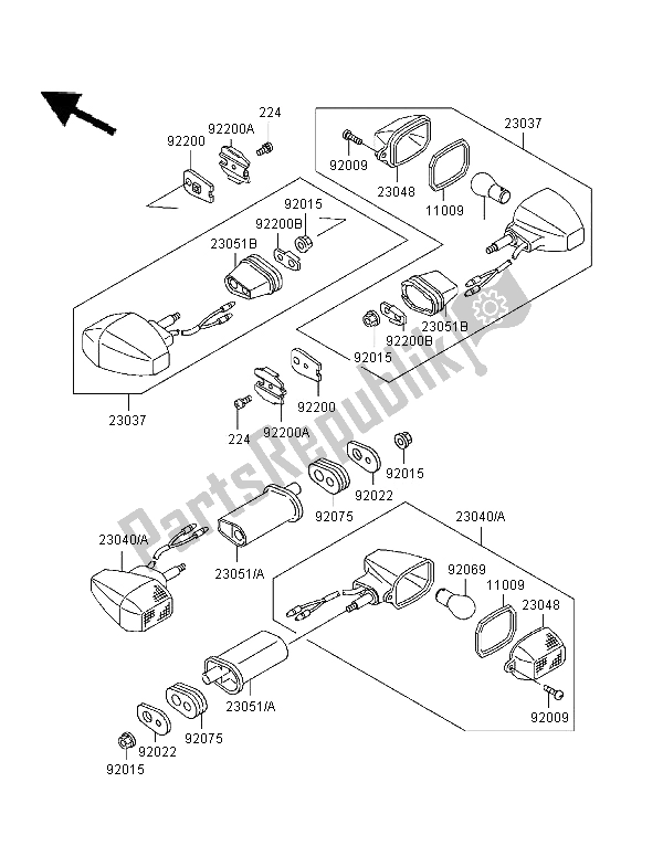 Tutte le parti per il Indicatori Di Direzione del Kawasaki Ninja ZX 9R 900 1996