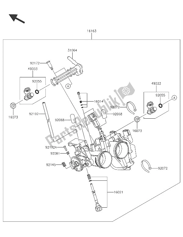 All parts for the Throttle of the Kawasaki Ninja 300 2016