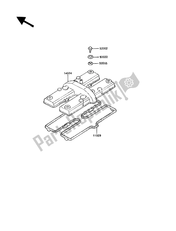 All parts for the Cylinder Head Cover of the Kawasaki GPZ 600R 1988