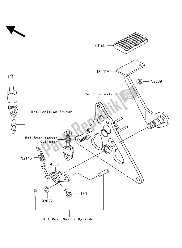 All parts for the Brake Pedal of the Kawasaki VN 1500 Mean Streak 2002