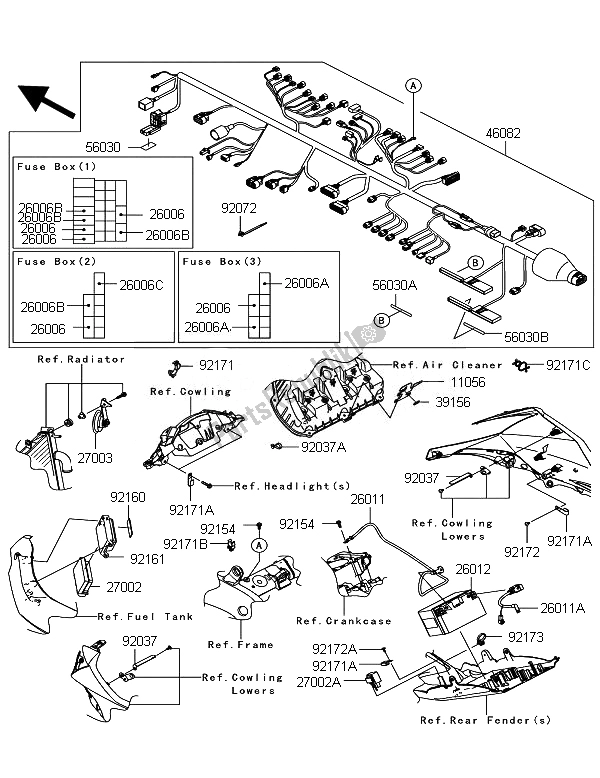 All parts for the Chassis Electrical Equipment of the Kawasaki Ninja ZX 10R ABS 1000 2011