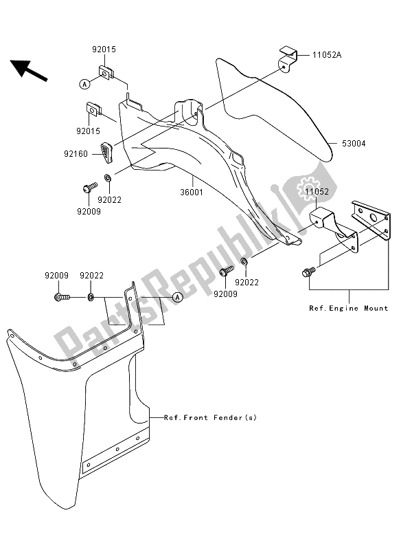 All parts for the Side Covers of the Kawasaki KVF 360 4X4 2009