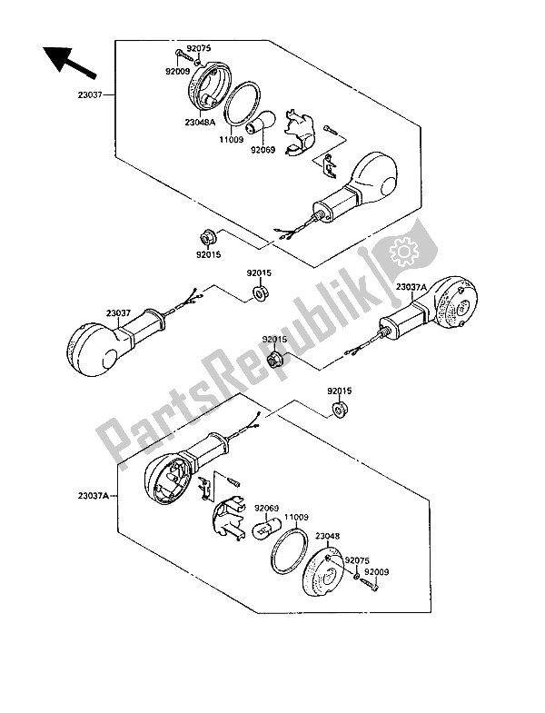 All parts for the Turn Signals of the Kawasaki EL 250 1988