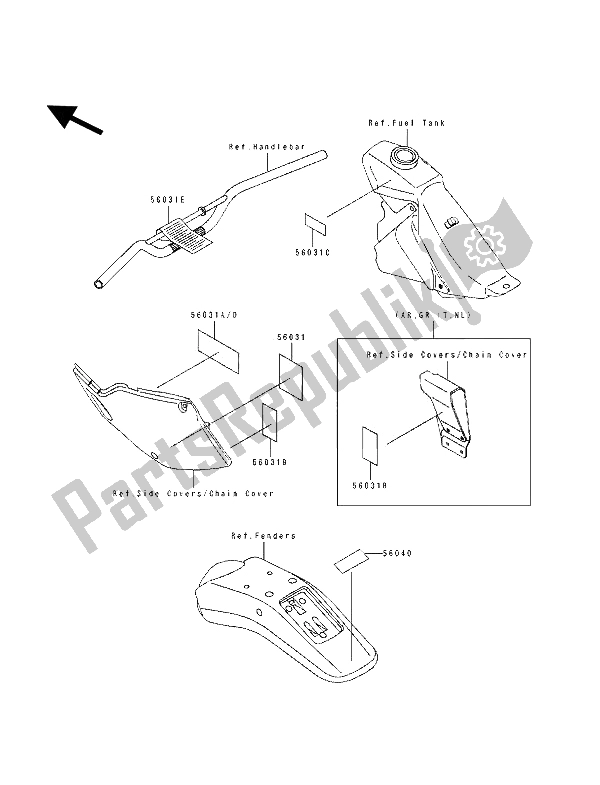 Wszystkie części do Etykiety Kawasaki KLX 250 1994