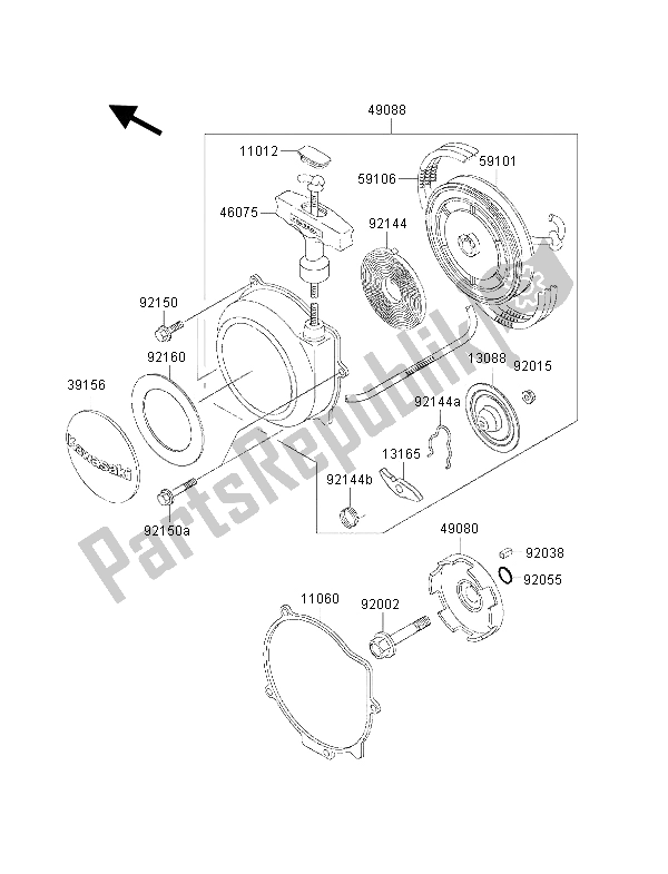 Toutes les pièces pour le Démarreur à Rappel du Kawasaki KVF 300 2001