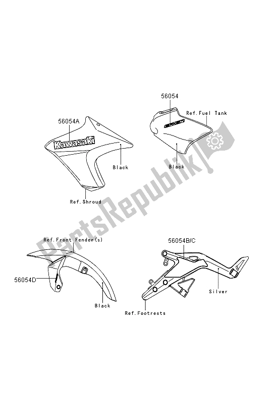 Alle onderdelen voor de Stickers (groen) van de Kawasaki ER 6N ABS 650 2013