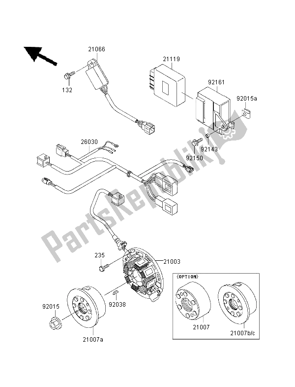 Todas las partes para Generador de Kawasaki KX 250 2001