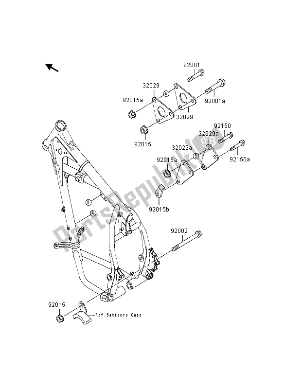 Alle onderdelen voor de Frame Hulpstukken van de Kawasaki KLR 650 1997