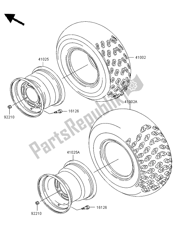 Toutes les pièces pour le Pneus du Kawasaki KLF 300 2004