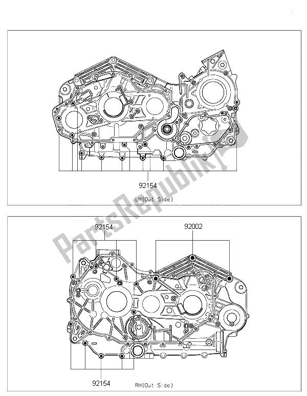 All parts for the Crankcase Bolt Pattern of the Kawasaki Vulcan 1700 Voyager ABS 2015