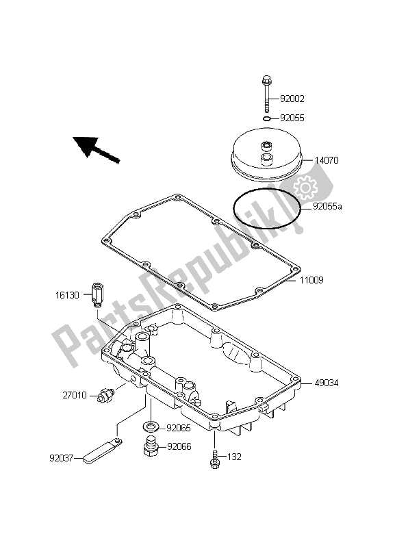 All parts for the Breather Cover & Oil Pan of the Kawasaki KLE 500 1996