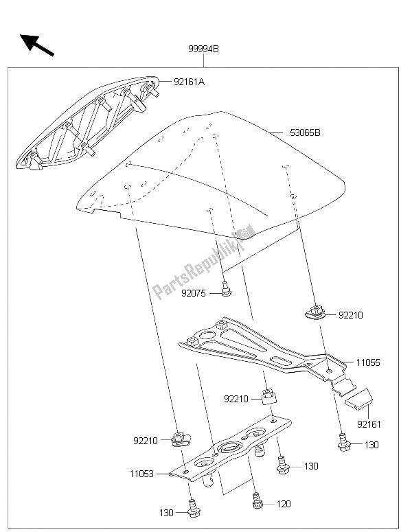 Tutte le parti per il Accessorio (coprisella Singolo) del Kawasaki Ninja ZX 6R 600 2015
