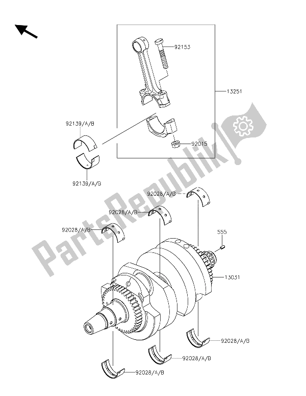 All parts for the Crankshaft of the Kawasaki Vulcan S ABS 650 2015