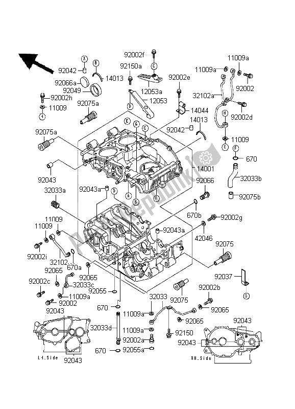 Todas las partes para Caja Del Cigüeñal de Kawasaki KLE 500 1999