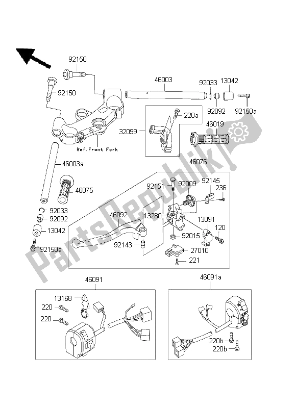 Todas as partes de Guidão do Kawasaki Ninja ZX 12R 1200 2001