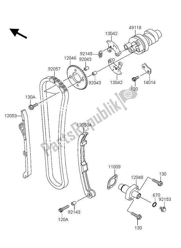 Tutte le parti per il Albero A Camme E Tenditore del Kawasaki KVF 360 4X4 2008