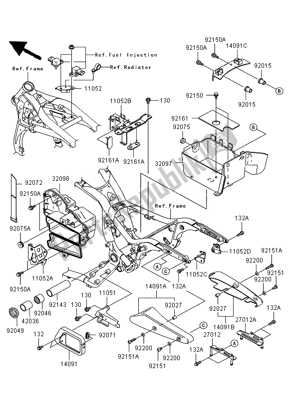 Toutes les pièces pour le Ferrures De Cadre du Kawasaki VN 1600 Mean Streak 2007