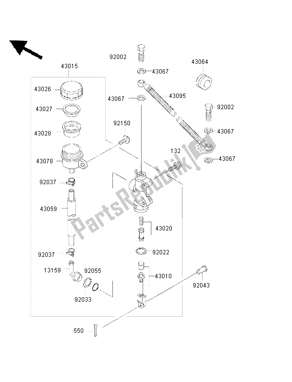 Tutte le parti per il Pompa Freno Posteriore del Kawasaki KMX 125 1999