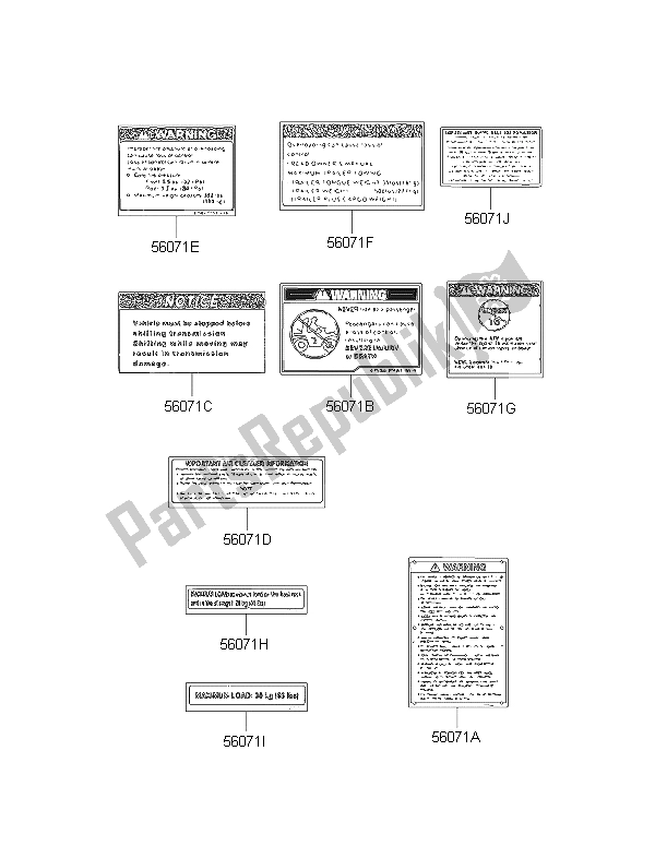 Tutte le parti per il Etichette (come) del Kawasaki Brute Force 300 2015