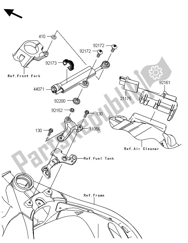 Tutte le parti per il Ammortizzatore Di Sterzo del Kawasaki Ninja ZX 10R ABS 1000 2014