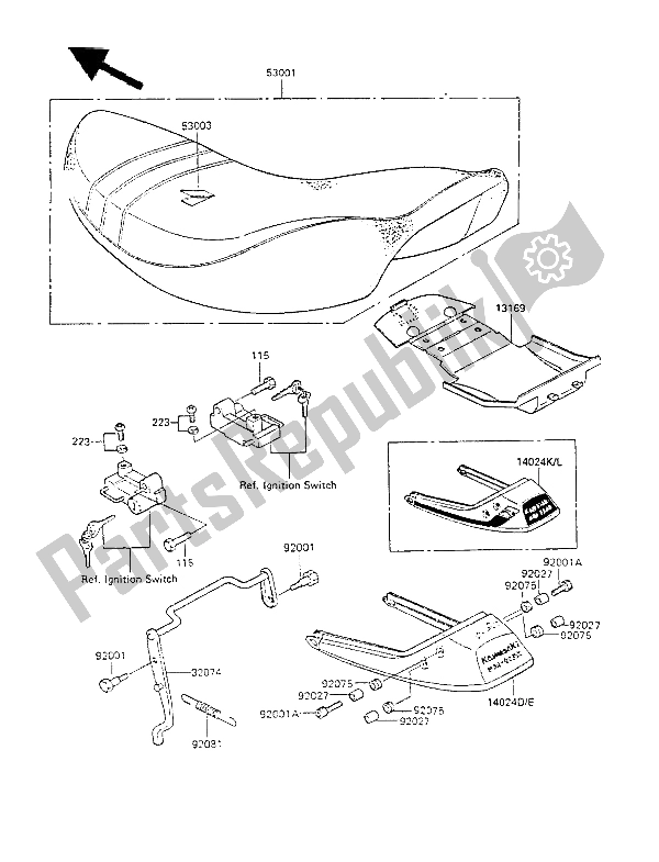 All parts for the Seat of the Kawasaki GPZ 305 Belt Drive 1988